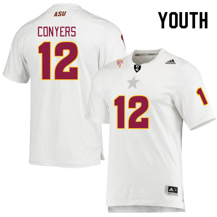 Youth #12 Jalin Conyers Arizona State Sun Devils College Football Jerseys Stitched Sale-White